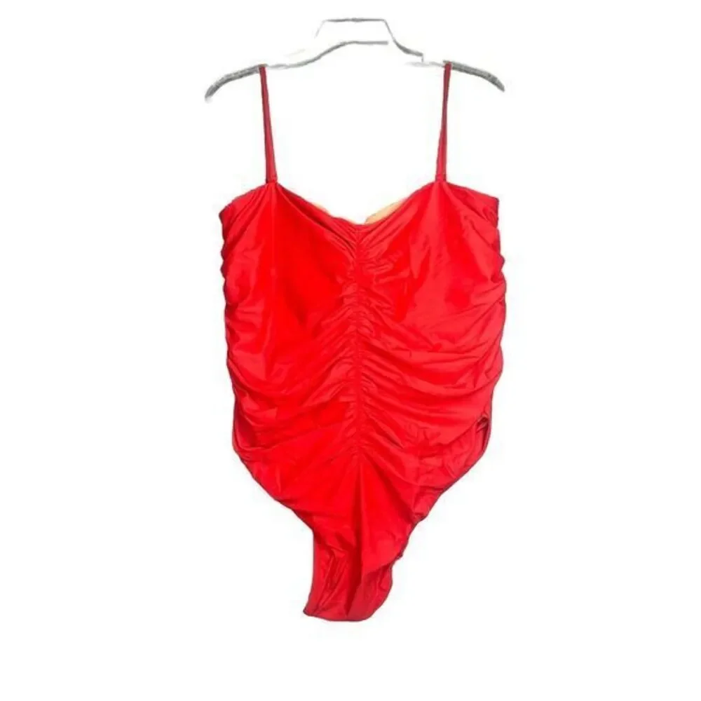 J Crew Women's Red Ruched Sweetheart One-Piece Swimsuit New Size‎ 22